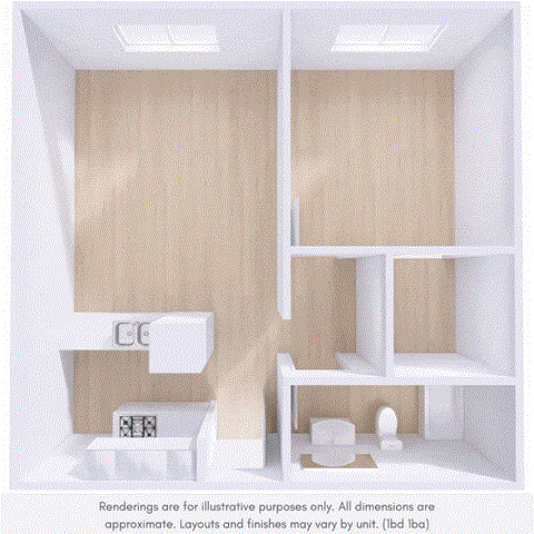 Floor plan for 1 bed, 1 bath, 850 sqft